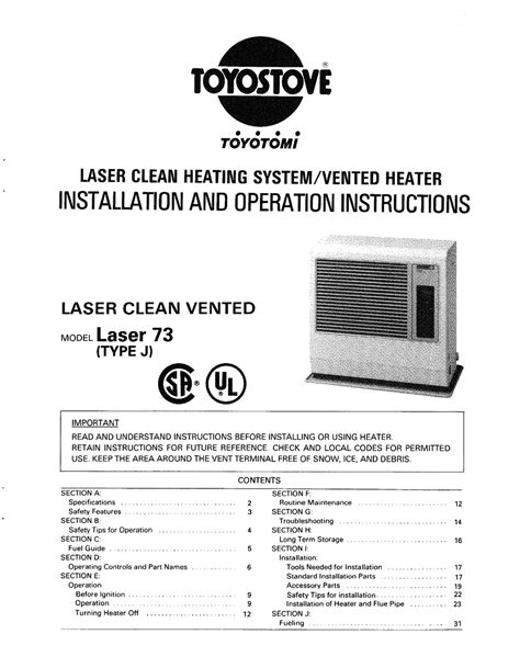 <b>TOYOTOMI</b> U. . Toyostove laser 56 user manual